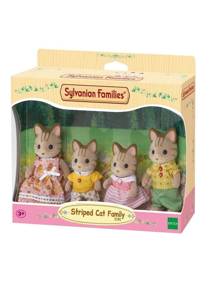 4-Piece Striped Cat Family Playset