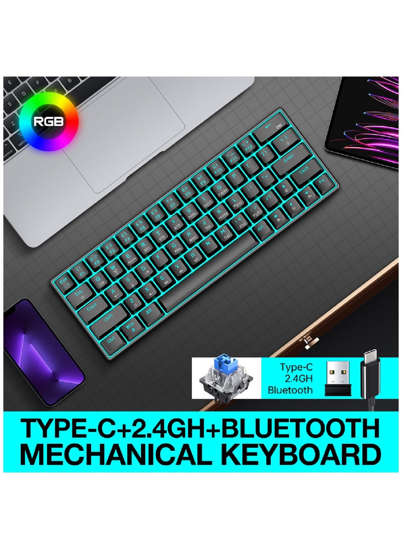 60% Wired Mechanical Gaming Keyboard RGB Backlit Ultra-Compact Mini Keyboard Waterproof Mini Compact 63 Keys Keyboard for PC Mac Gamer Typist Travel Easy to Carry on Business Trip