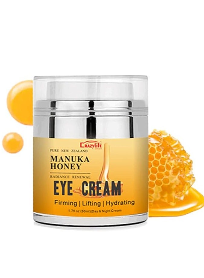 Manuka Honey Eye Cream Anti-aging Eye Cream for Dark Circles and Puffiness Fades Fine Lines Lifting and Firming Anti-wrinkle Under Eye Cream 50ml