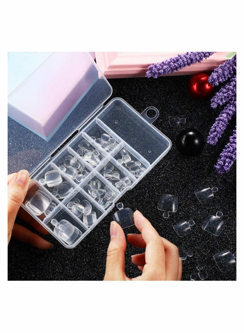 False Toenails Tip with Box, 200 Pieces Acrylic Artificial Toenails French Full Cover Toe Art Nails Fake Tips for Women, 10 Sizes for Nail Salon and DIY Foot Decoration (Clear)