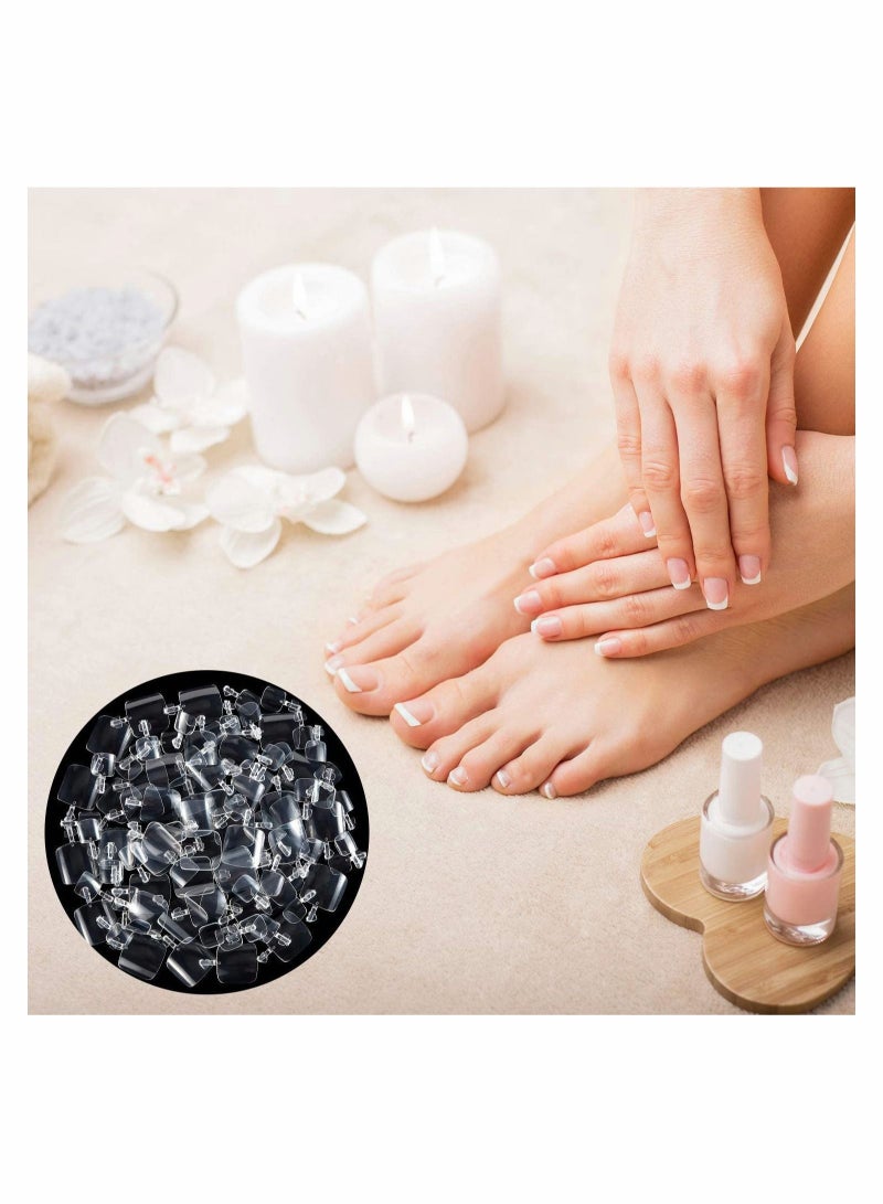 False Toenails Tip with Box, 200 Pieces Acrylic Artificial Toenails French Full Cover Toe Art Nails Fake Tips for Women, 10 Sizes for Nail Salon and DIY Foot Decoration (Clear)
