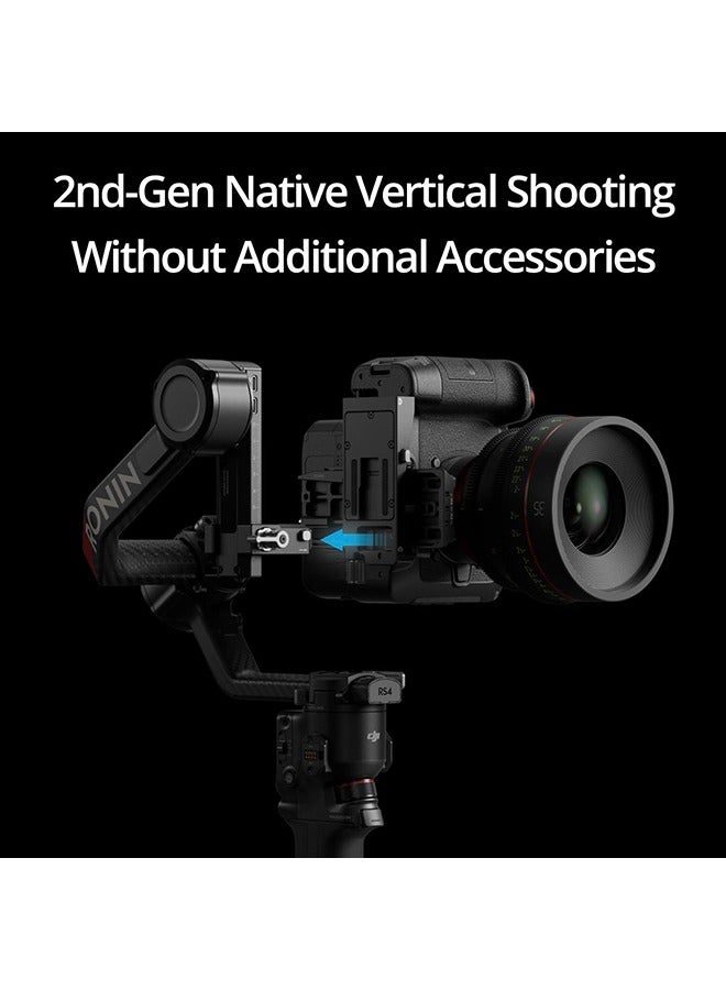 RS 4 Pro, 3-Axis Gimbal Stabilizer for DSLR & Cinema Cameras Canon/Sony/Panasonic/Nikon/Fujifilm, 2nd-Gen Native Vertical Shooting, 4.5kg (10lbs) Payload, Dual Focus & Zoom Motors