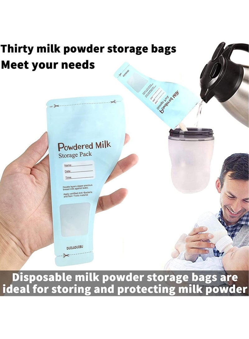 Portable Milk Powder Storage Bag, Disposable Baby Feeding Food Milk Powder Sealed, and Leakproof Pouches Container Formula Dispenser, for Newborn Parents and Family Travel 30 Pieces