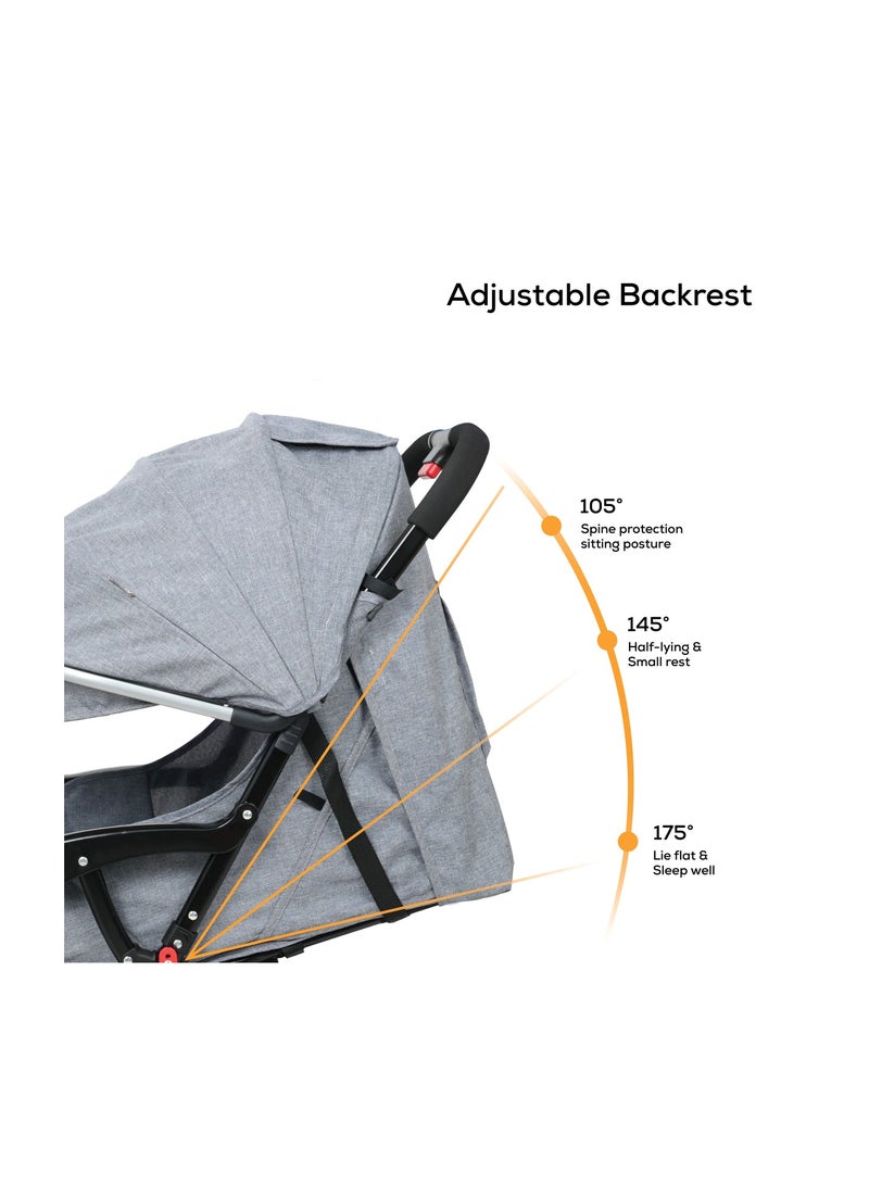 Nurtur Baby Stroller Storage Basket Removable food tray 5 Point Safety Harness Compact Design Multicolor