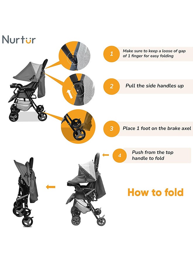 Ryder Ultra Compact Lightweight Baby Travel Stroller with Storage Basket, Detachable Food Tray, Reclining Seat and Leg Rest, 0-36 Months, , Teal Printed