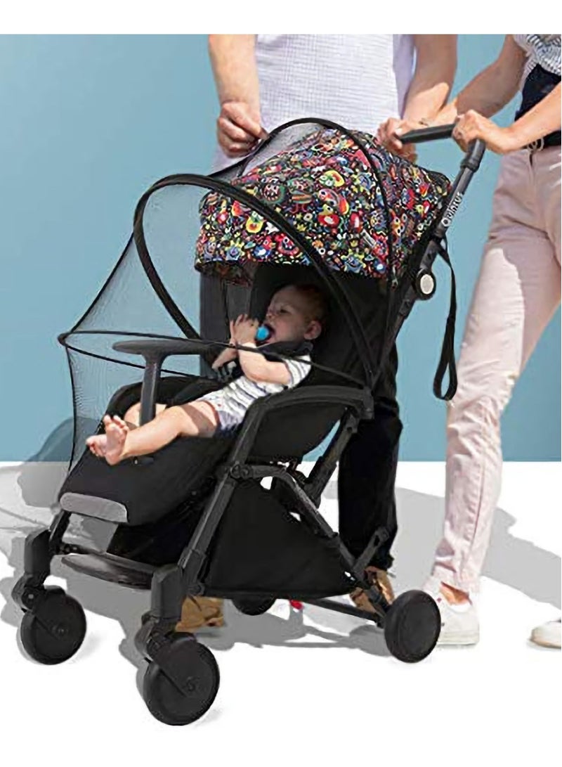 Mosquito Net for Stroller, Zipper Design Encrypted Mesh Retractable, and Foldable Anti-mosquito Breathable Mosquito Stable and Durable Non-deformation Full Cover Universal (Black)