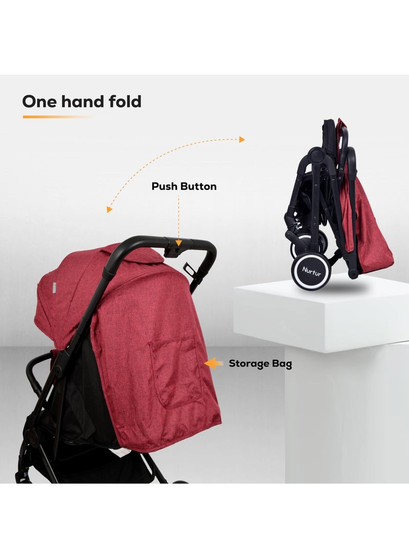Baby Stroller 0 To 36 Months Storage Basket One -Hand Fold Design 5 Point Safety Harness Eva Wheels Black Red