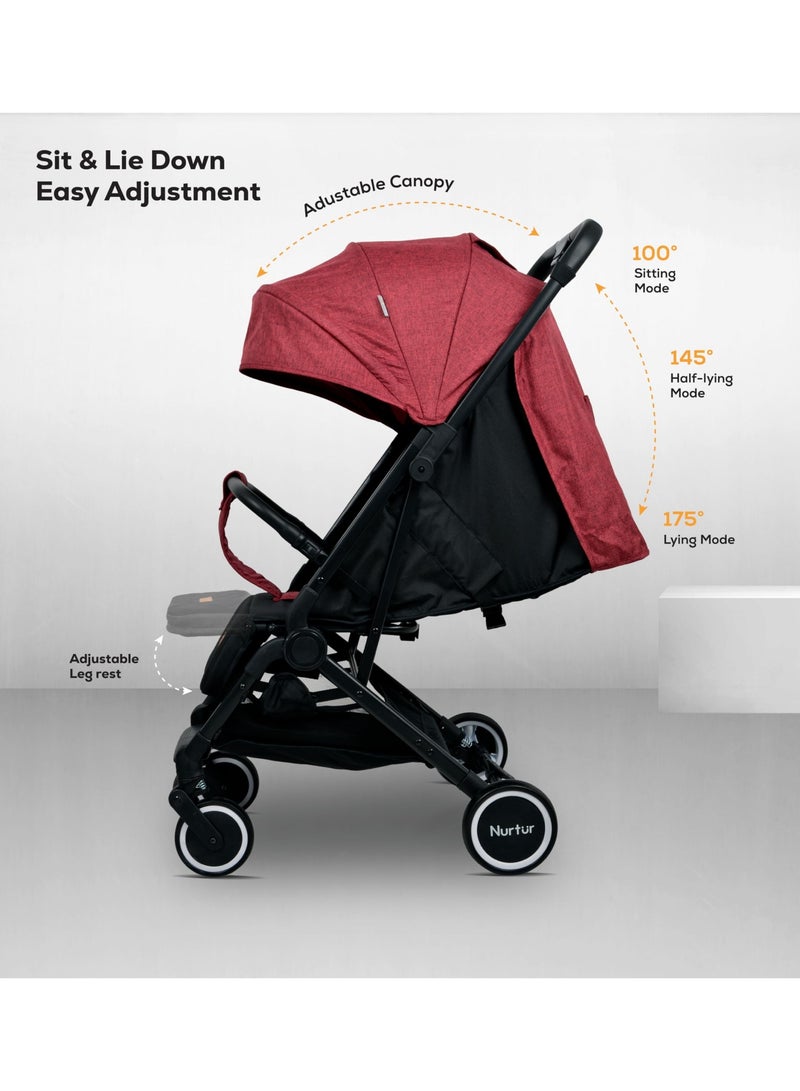 Baby Stroller 0 To 36 Months Storage Basket One -Hand Fold Design 5 Point Safety Harness Eva Wheels Black Red