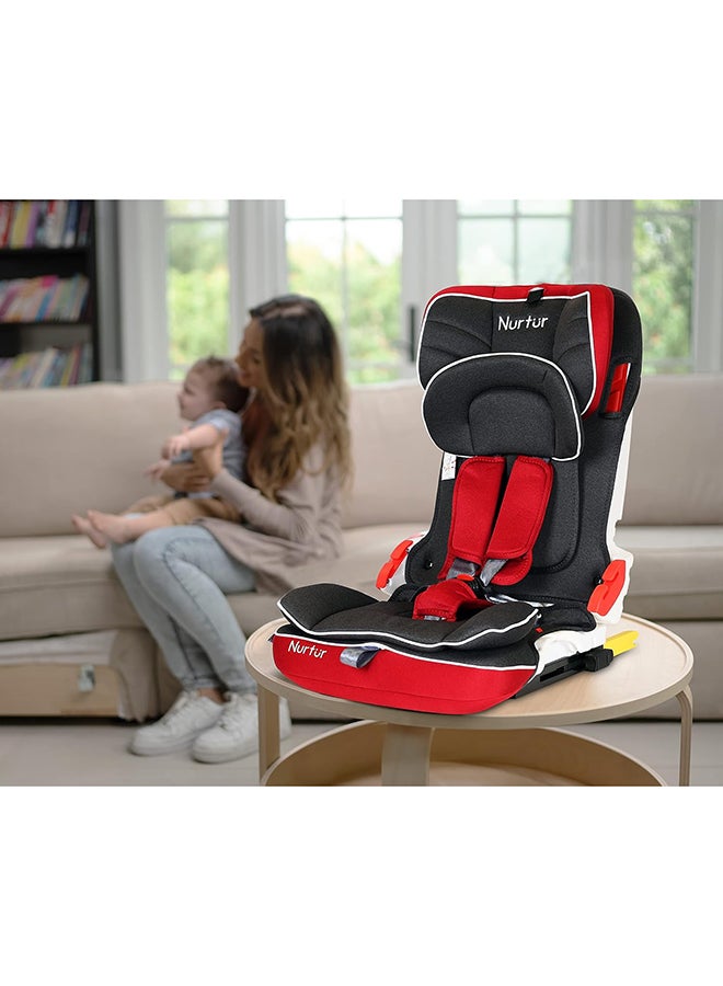 Maverick Baby/Kids Compact Foldable Car Seat - Isofix - 10-Level Adjustable Headrest - 9 Months To 12 Years, , Black/Red