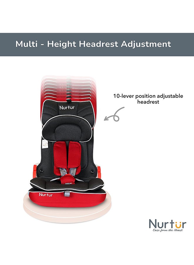 Maverick Baby/Kids Compact Foldable Car Seat - Isofix - 10-Level Adjustable Headrest - 9 Months To 12 Years, , Black/Red