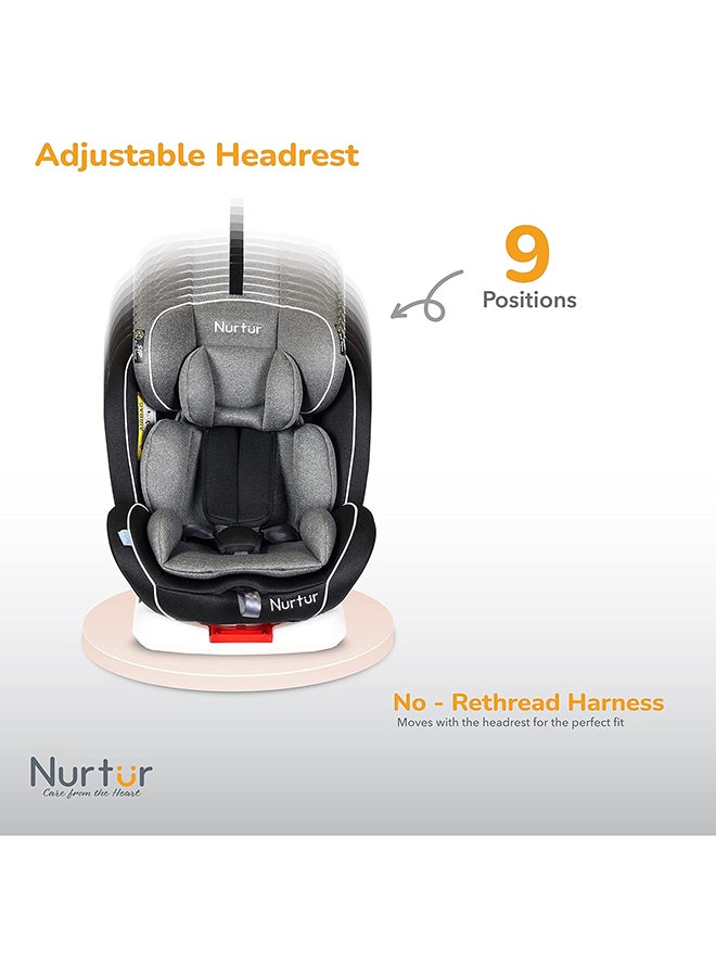 Ultra Baby 4 In 1 Car Seat  Isofix  9-Level Adjustable Headrest And Canopy  Upto 36Kg Shiny Grey