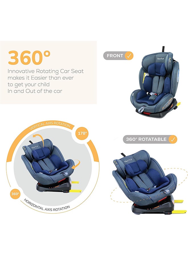 Ultra Baby 4 In 1 Car Seat Isofix 9-Level Adjustable Headrest And Canopy  Upto 36Kg Shiny Blue