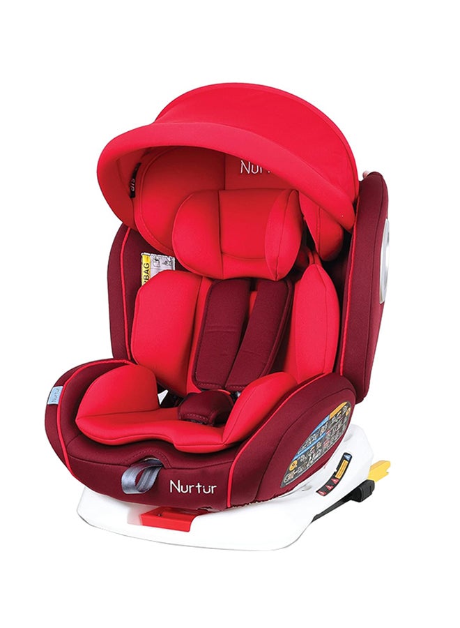 Ultra Baby 4 In 1 Car Seat Isofix 9-Level Adjustable Headrest And Canopy Upto 36Kg Red