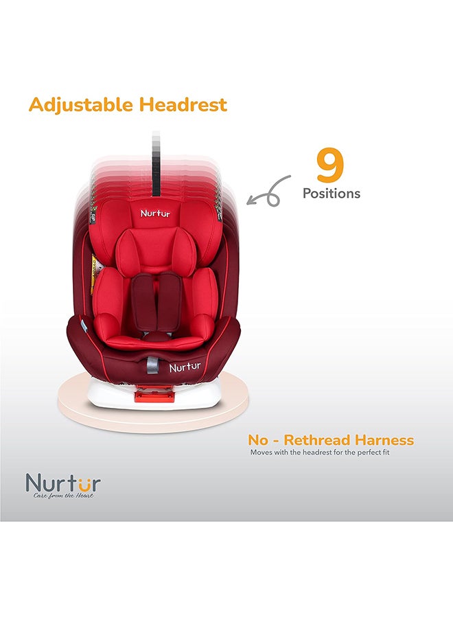 Ultra Baby 4 In 1 Car Seat Isofix 9-Level Adjustable Headrest And Canopy Upto 36Kg Red