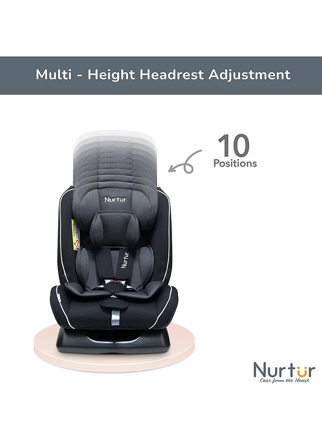 Otto Baby/Kids 4-in-1 Car Seat - 4 Position Recline 5-Point Safety Harness – 10 Level Adjustable Headrest, 0 months to 12 years (Group 0+/1/2/3), Upto 36kg - Black Multi