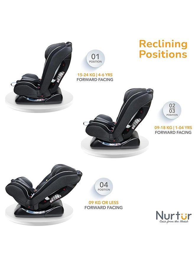 Otto Baby/Kids 4-in-1 Car Seat - 4 Position Recline 5-Point Safety Harness – 10 Level Adjustable Headrest, 0 months to 12 years (Group 0+/1/2/3), Upto 36kg - Black Multi