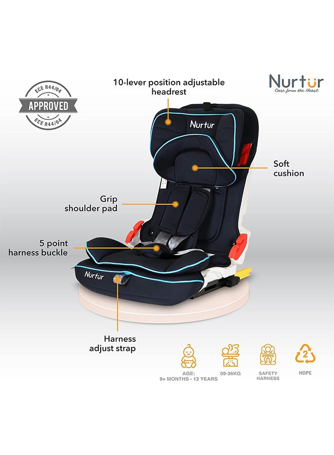 Maverick Baby/Kids Compact Foldable Car Seat - Isofix - 10-Level Adjustable Headrest - 9 Months To 12 Years, , Dark Grey