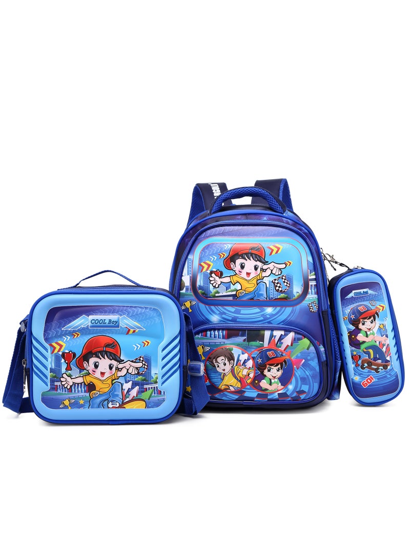 Baby Backpack 3Pcs Combo For Baby Boy With Adjustable Strap For School 14 Inch