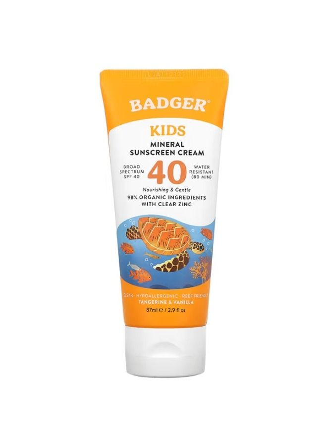 Badger Company Kids Mineral Sunscreen Cream SPF 40 Tangerine & Vanilla 2.9 fl oz (87 ml)