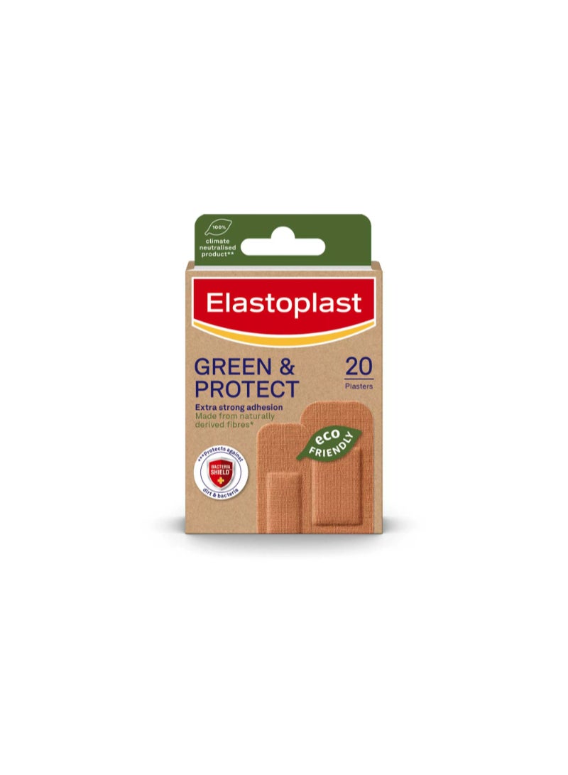 Elastoplast Green & Protect Eco Friendly Plasters, 20 Pack