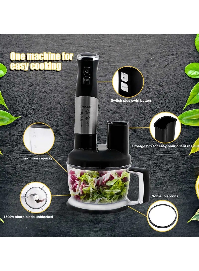 Hand Blender 7-In-1 Blender Baby Food 800 W 15 Speed 4 Blades Hand Mixer Whisk Electric Milk Form Slim Stand Japanese Instruction Manual