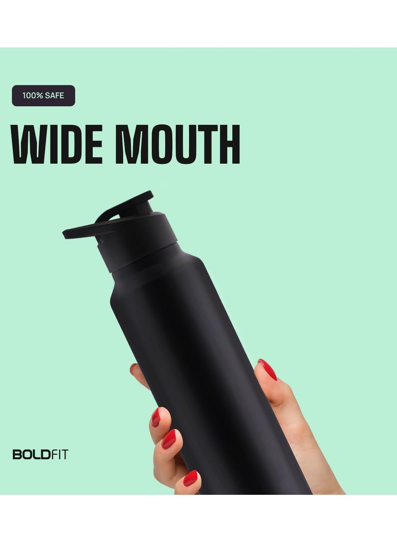 Boldfit Water Bottles Stainless Steel Water Bottle 1 Litre Steel Water Bottles for School Office Home Gym 1 Litre Water Bottle for Men Leakproof Rust free Steel Bottle -1000 ml Water Bottle Black
