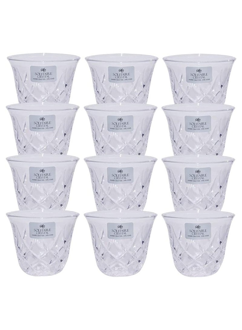 Solitaire Rennes Set of 12 Cawa Cups|Drinkware Hot Cawa Coffee Glass Cup Set Gift for Housewarming Serveware Arabic Tea Cava Cups