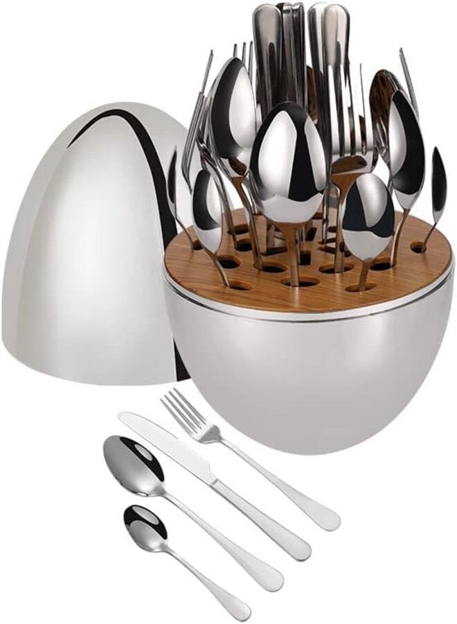 Mood Egg Cutlery Set, Stainless Steel, Scandinavian Style, Luxury Spoon, Fork, Knife, Western Tableware Set, Stylish, Durable, Glossy