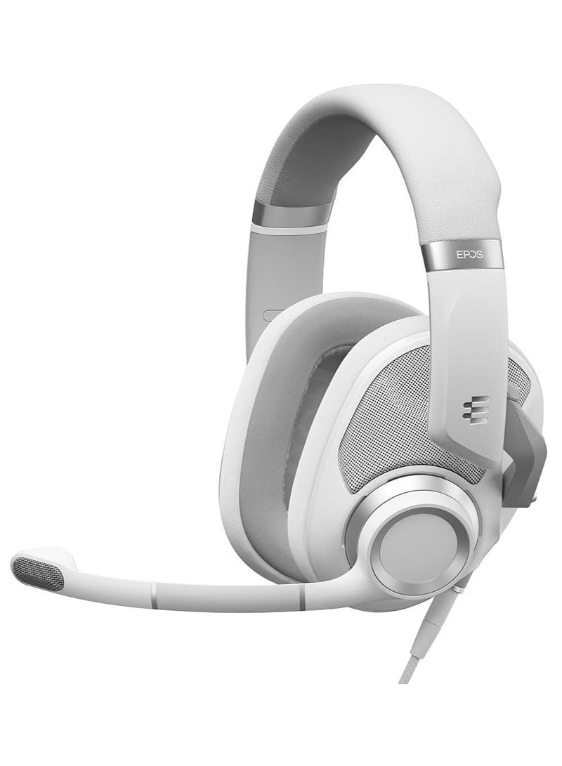 Epos H6 Pro White - Open Acoustic Gaming Headset With Mic Lightweight Headband Comfortable & Durable Design, Xbox Headset, Ps4 Ps5 Accessories Wireless (White), Wired