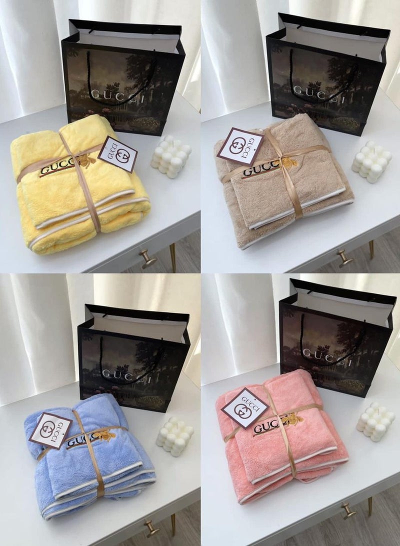 Pack of 8 Luxury Bath Towel 4-Pcs 70 X 145cm Face Towel 4-Pcs 35x35cm Random color