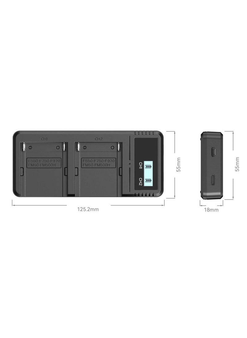 Sony NP-F9 Fast Charger Dual USB Charger with LCD Display for Sony NP-F970 NP-F930 NP-F950 NP-F960 NP-F550 NP-F530 NP-F330 NP-F570 Battery - 4086