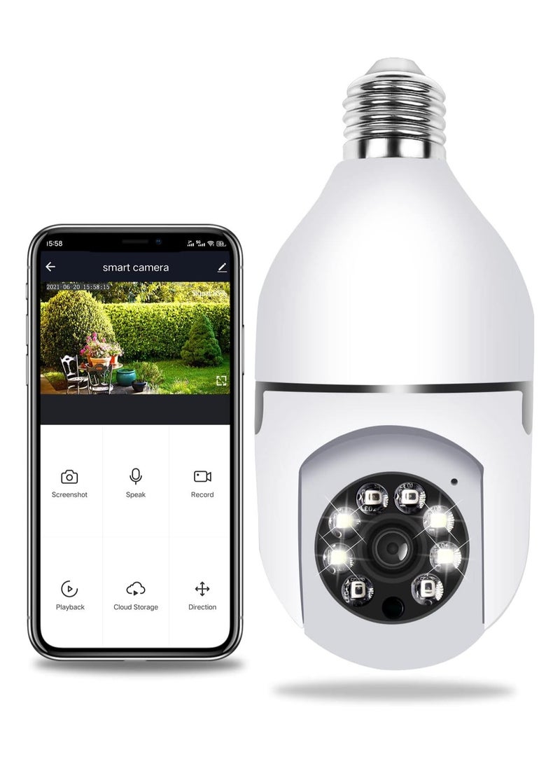 1080P Wireless WIFI Pan Tilt Light Bulb Security Home Surveillance CCTV Panoramic IP Camera 360 Degrees 3.0MP Cam With Night Vision Two Way Audio Smart Motion Detection