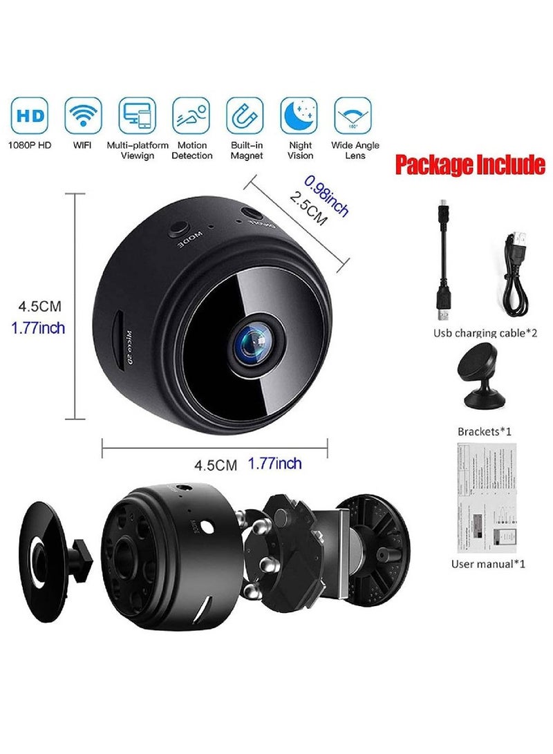 Mini WiFi Hidden Camera, Wireless Spy Camera with Video Live Feed, HD 1080P Home Security Camera Baby Nanny Cam Mini Smart Camera With Night Vision and Motion Detection