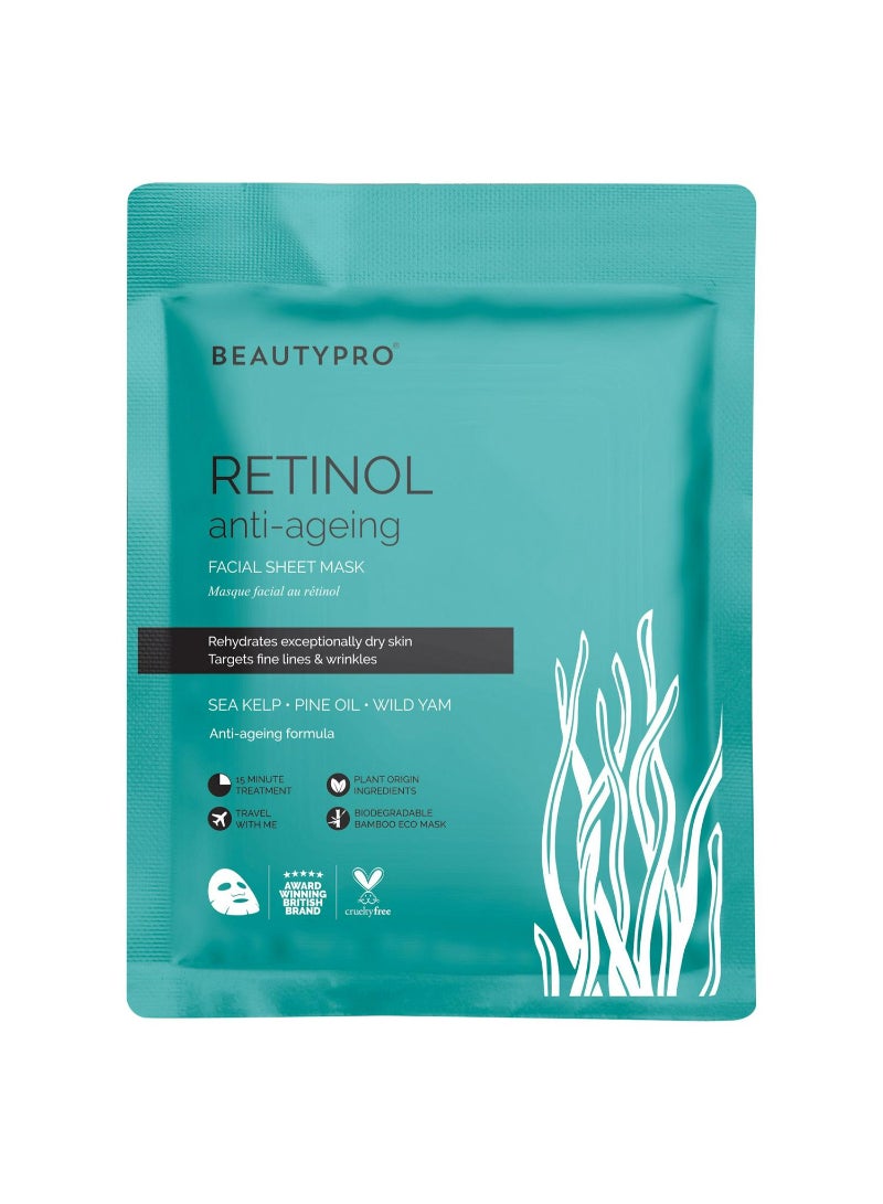BeautyPro Retinol Anti Ageing Facial Sheet Mask 22ml