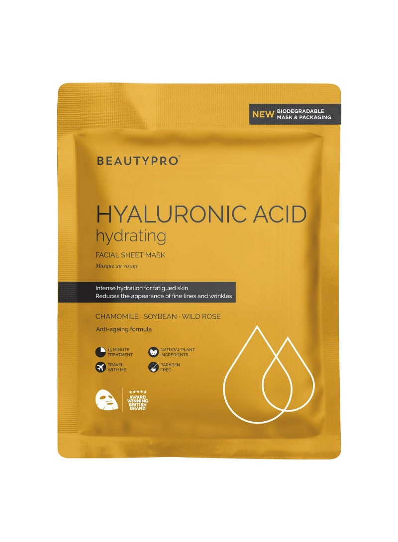 BeautyPro Hyaluronic Acid Hydrating Facial Sheet Mask 25ml