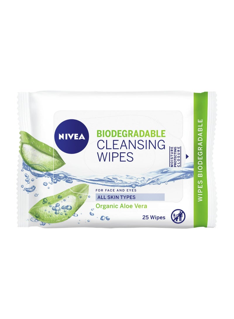NIVEA Organic Aloe Vera Biodegradable Cleansing Face Wipes x25