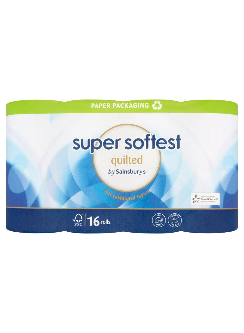 Super Soft Toilet Tissue Quilted x16 Rolls