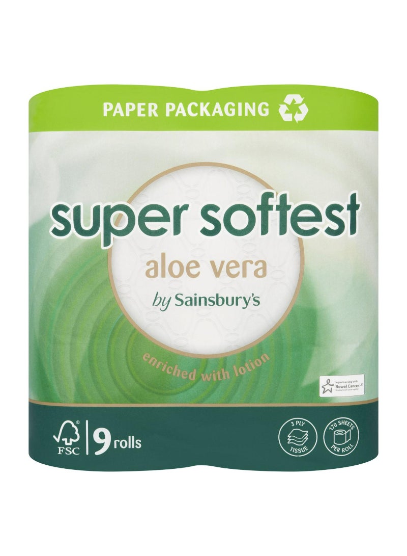 Super Soft Toilet Tissue, Aloe Vera x9 Rolls
