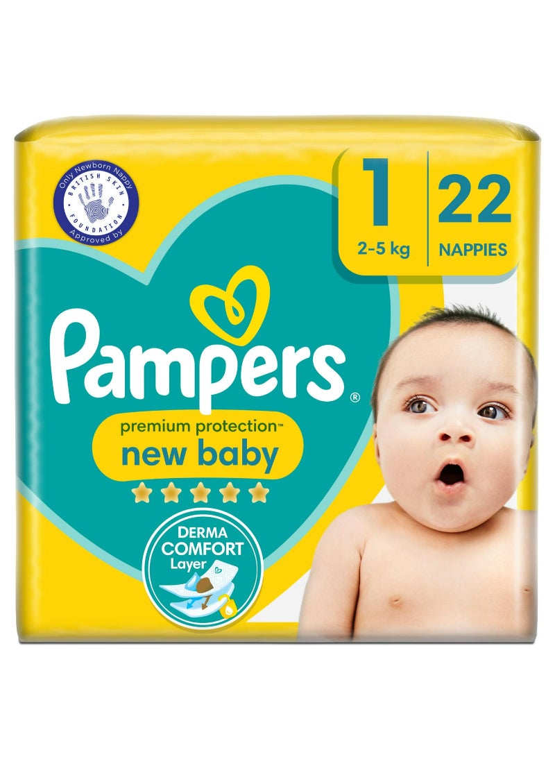 Pampers New Baby Carry Pack Nappies Size 1, 2kg-5kg x22