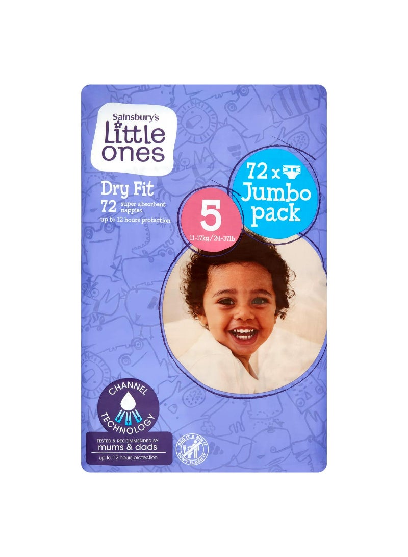 Sainsbury's Little Ones Dry Fit Size 5 Jumbo 72 Nappies
