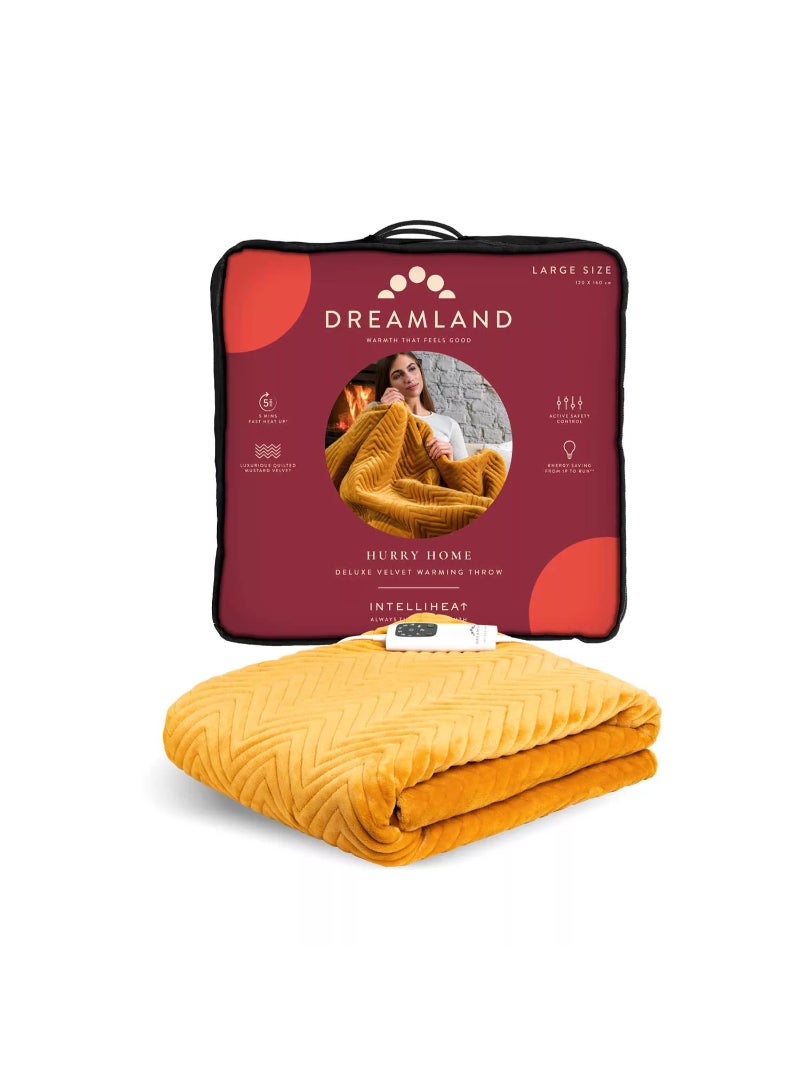 Dreamland Hurry Home Warming Throw - Mustard 160X120