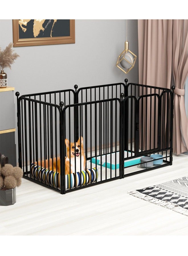 Heavy Duty Luxury Open Foldable Pet Cage with and Door 6 Piece Fence