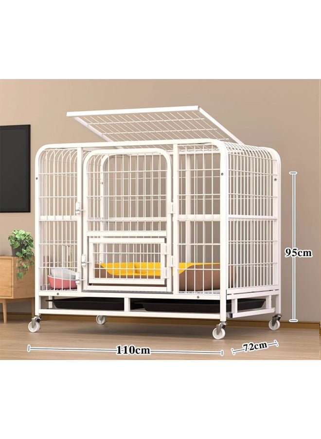 Thickened Medium-Sized Pet House Metal Pet Cage with Wheels and Removable Tray
