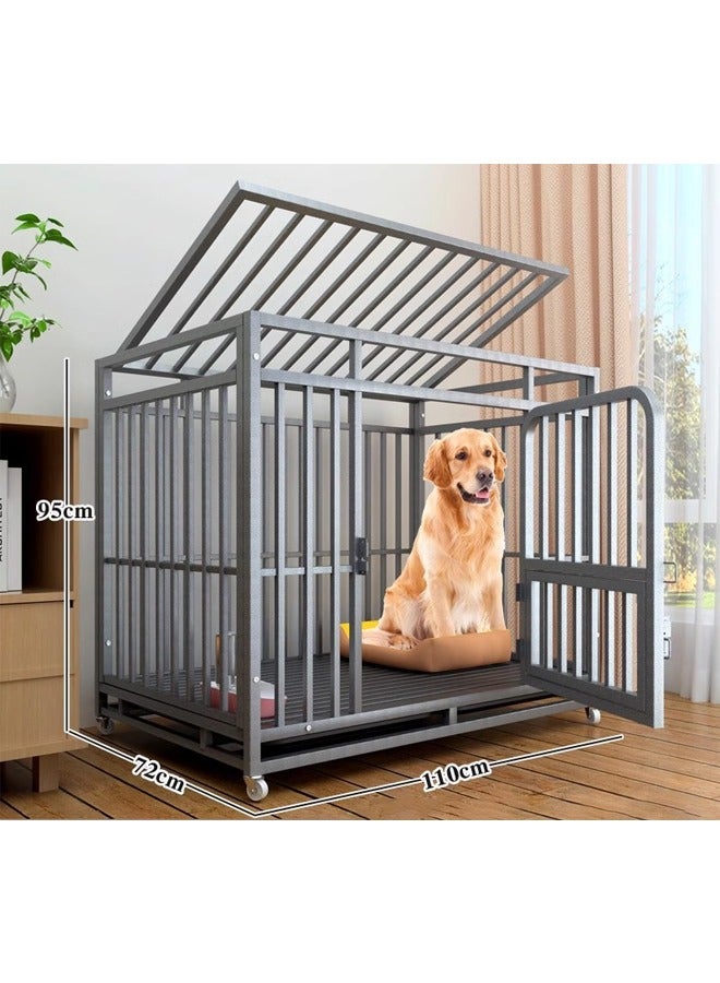 Metal Pet Cage with Lockable Wheels and Doors