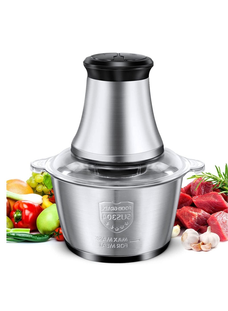 Meat Grinder Electric, Food Processor 3L Stainless Steel Meat Blender Food Chopper for Meat, Vegetables, Fruits and Nuts with 4 Sharp Blades
