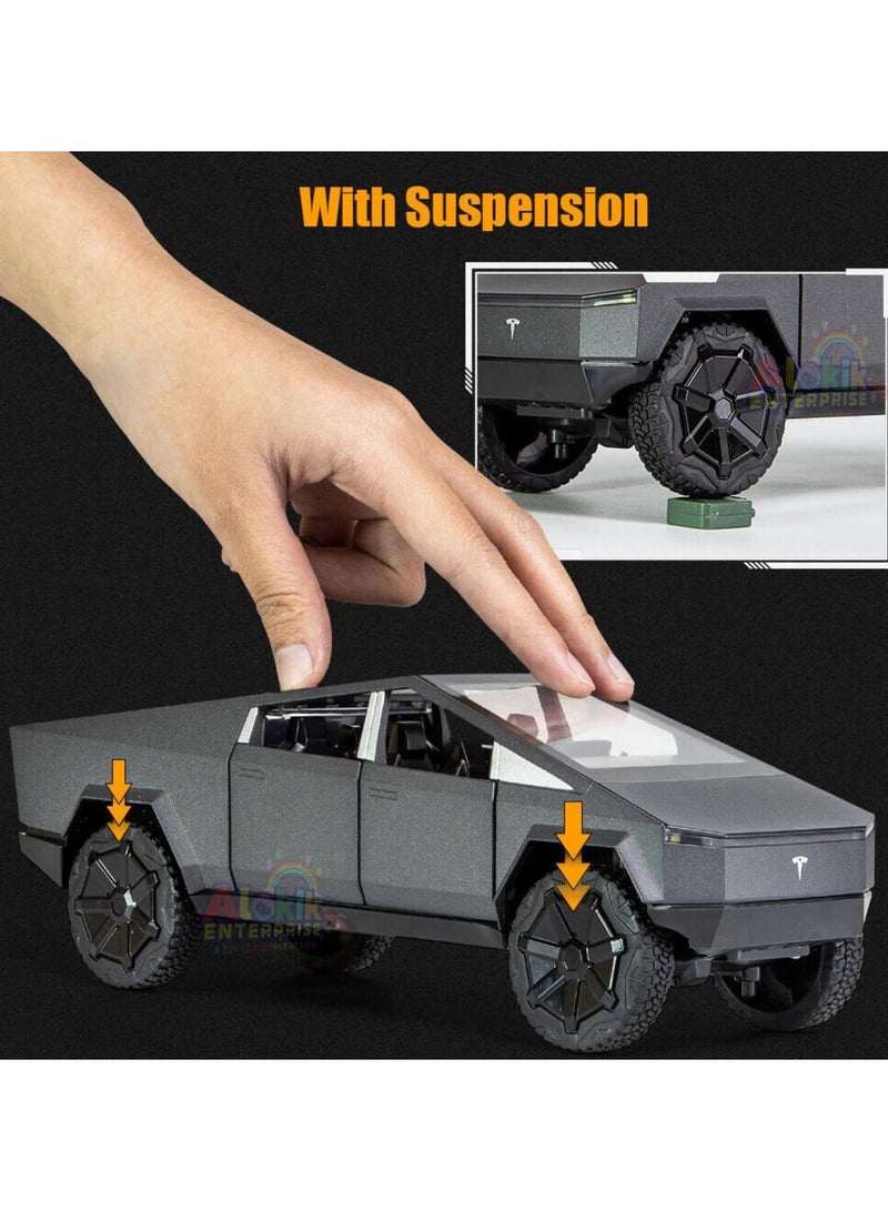 1:24 Scale CYBERTRUCK Model Diecast Metal Pullback Toy Car with Openable Doors