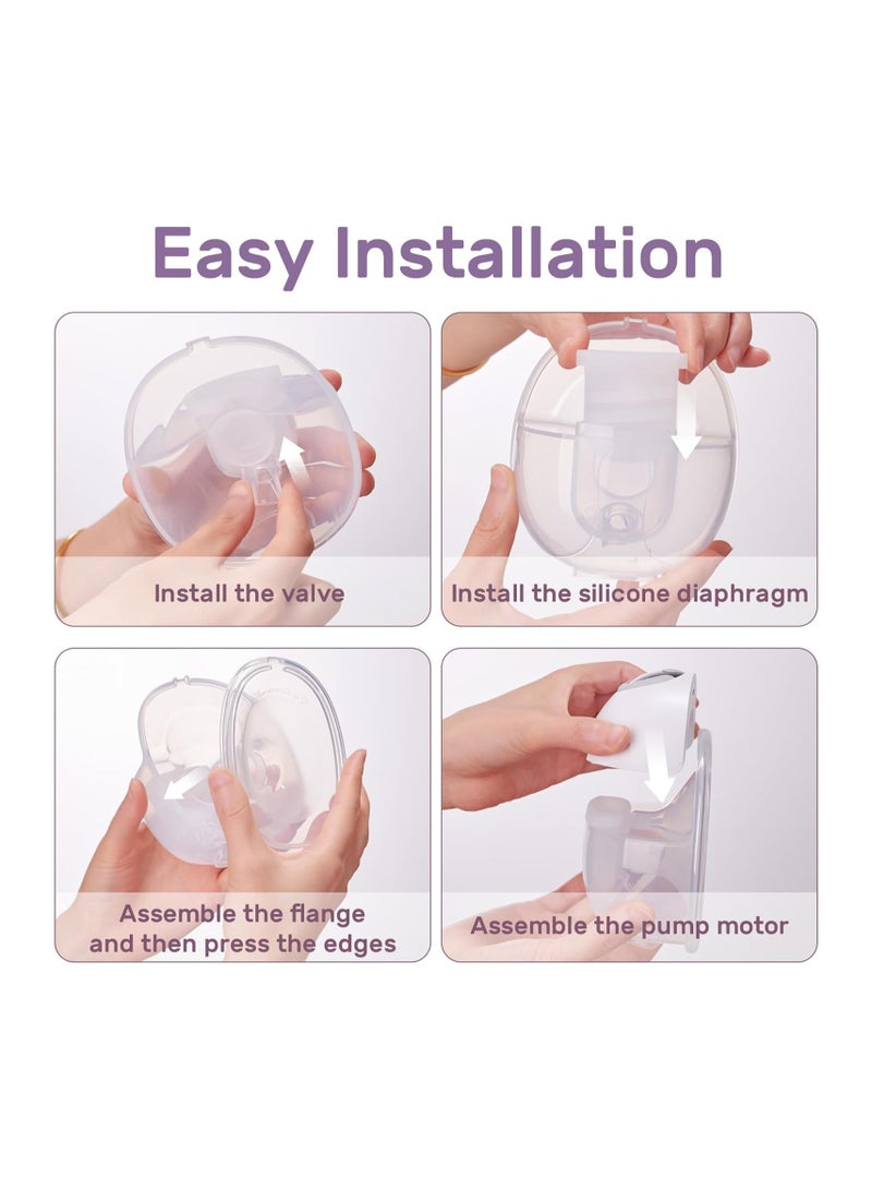 Breast Pump Hands Free with 10 pcs Milk Storage Bag , Wearable Breastfeeding Pump with 3 Modes & 12 Levels, Electric Portable Breast Pump, 24mm