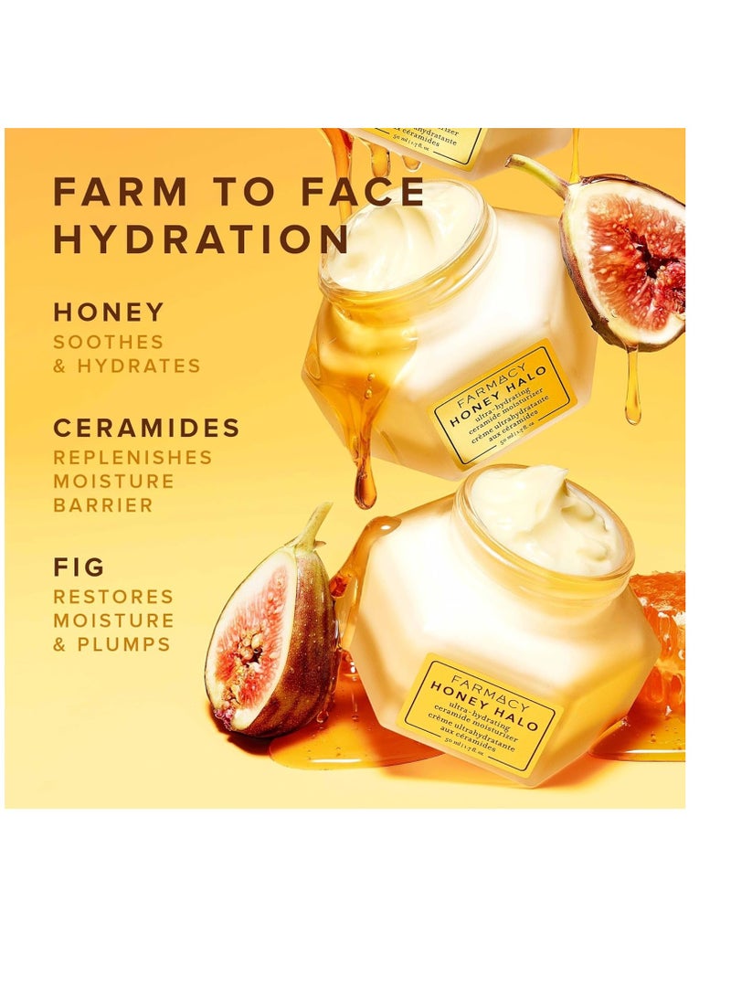 Farmacy Honey Halo Ceramide Face Moisturizer Cream - Hydrating Facial Lotion for Dry Skin (1.7 Ounce)