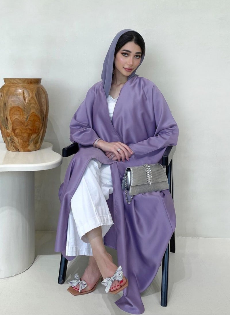 Abaya Fashion Soft Light Forging Loose Sleeve purple Robe, Shineshe
