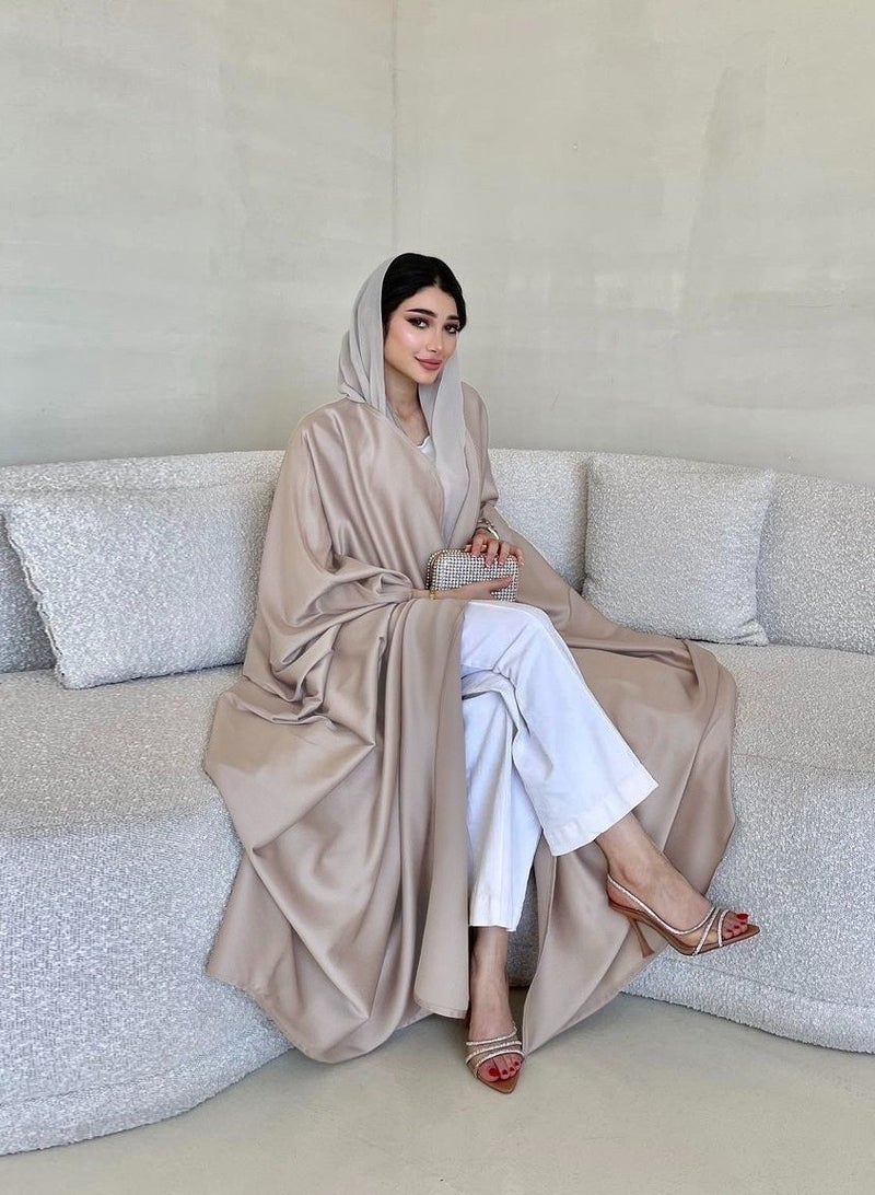 Abaya Fashion khaki Soft Light Forging Loose Sleeve Robe, Shineshe